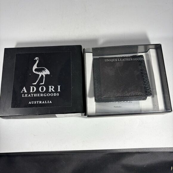 Adori Leather goods Black Emu Leather Coin Wallet Premium Quality‎ Gift NEW - Picture 1 of 5